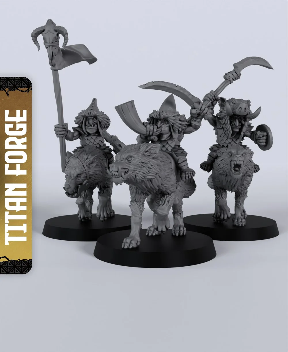 Goblin Wolf Riders Spears - With Free Dragon - 5e DnD Inspired for RPG and Wargamers 3d model