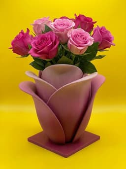 Blooming Rose Sculptural Vase - Layered Petal Flower Pot STL 3d model