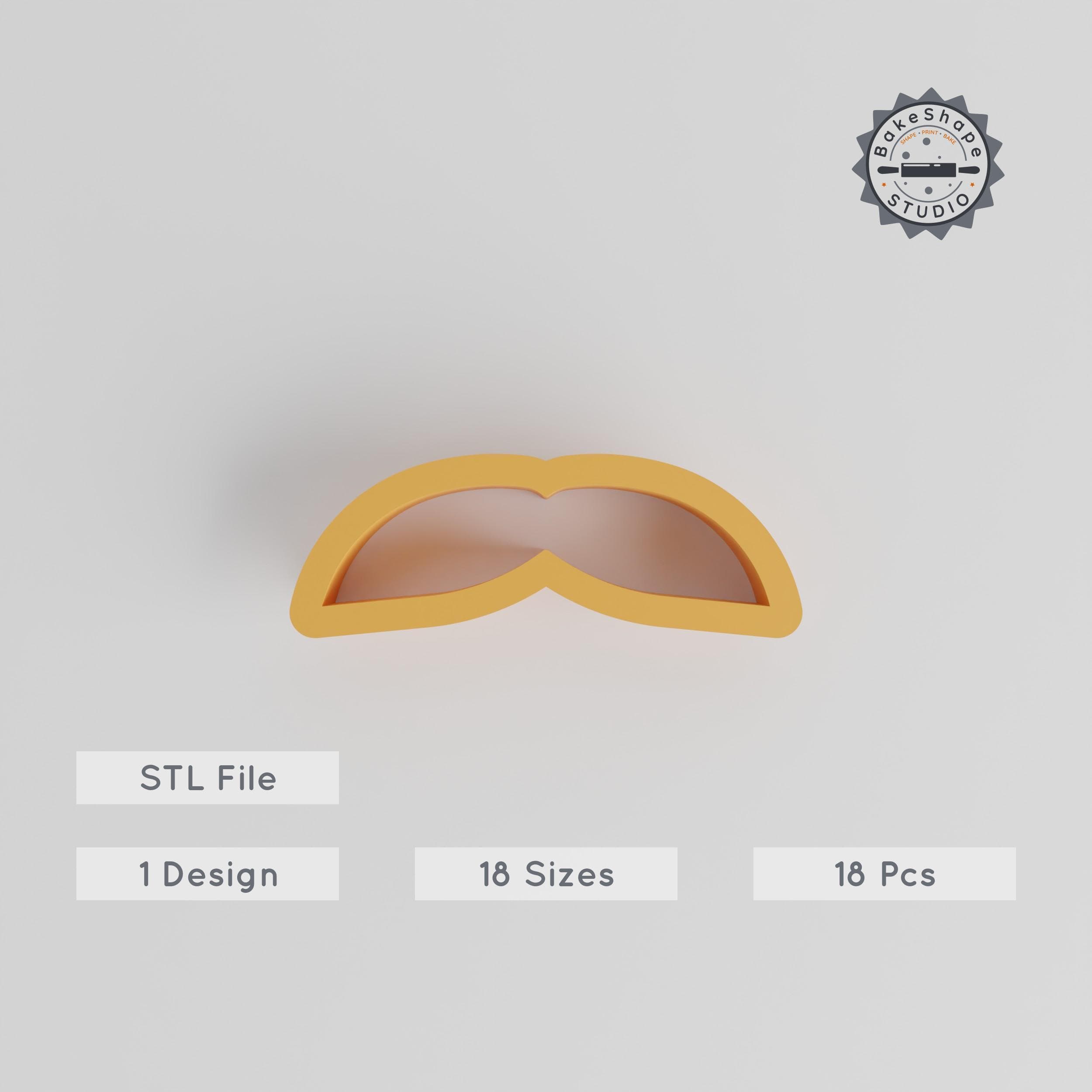 Moustache Shape Cutter Set, 18pcs, Sizes 0.75"-5.00", Perfect for Cookies, Fondant & Clay, Includes Beard, Handlebar, Goatee & More PRODUCT_261 3d model