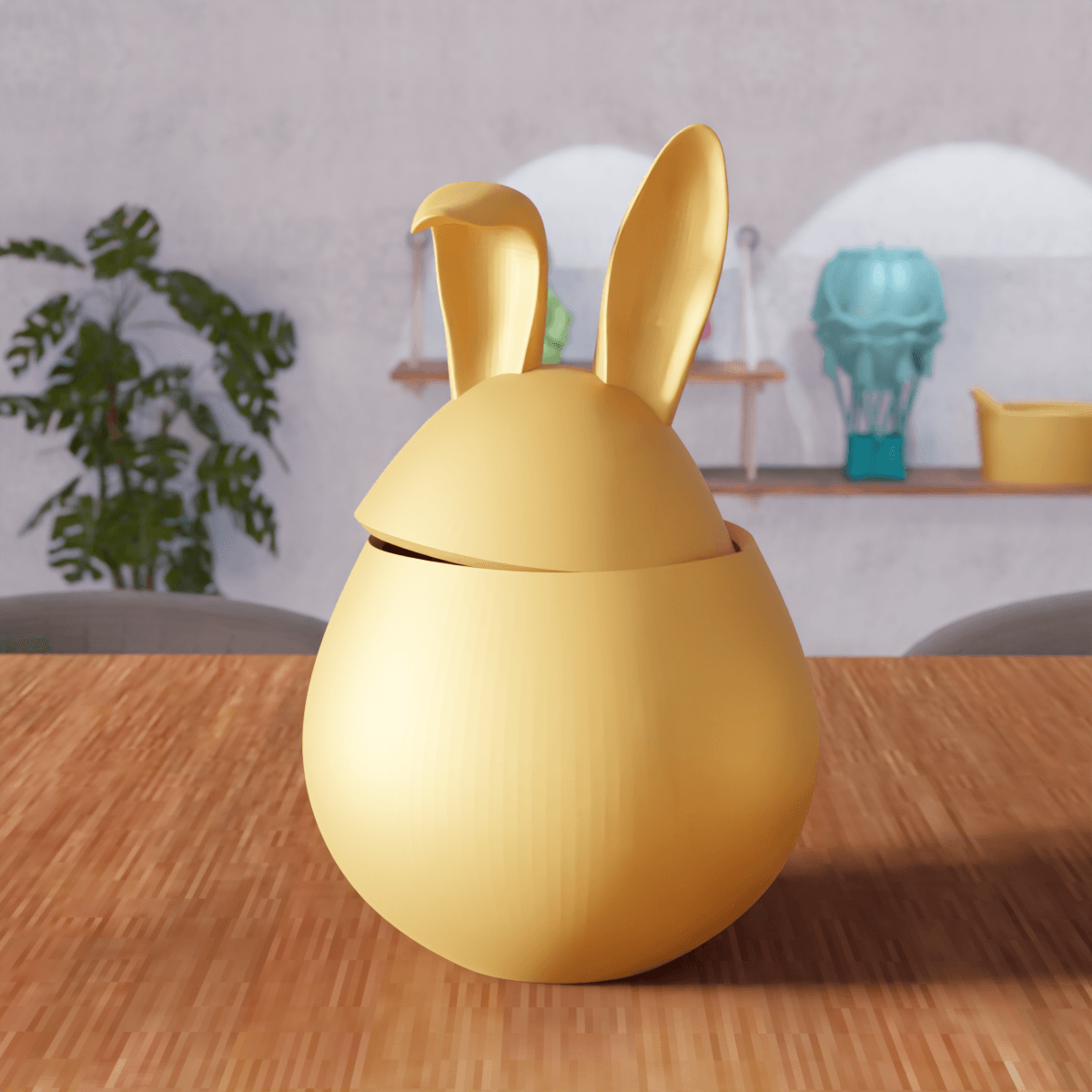 Easter Bunny Jar - Rabbit Decorative Container 3d model