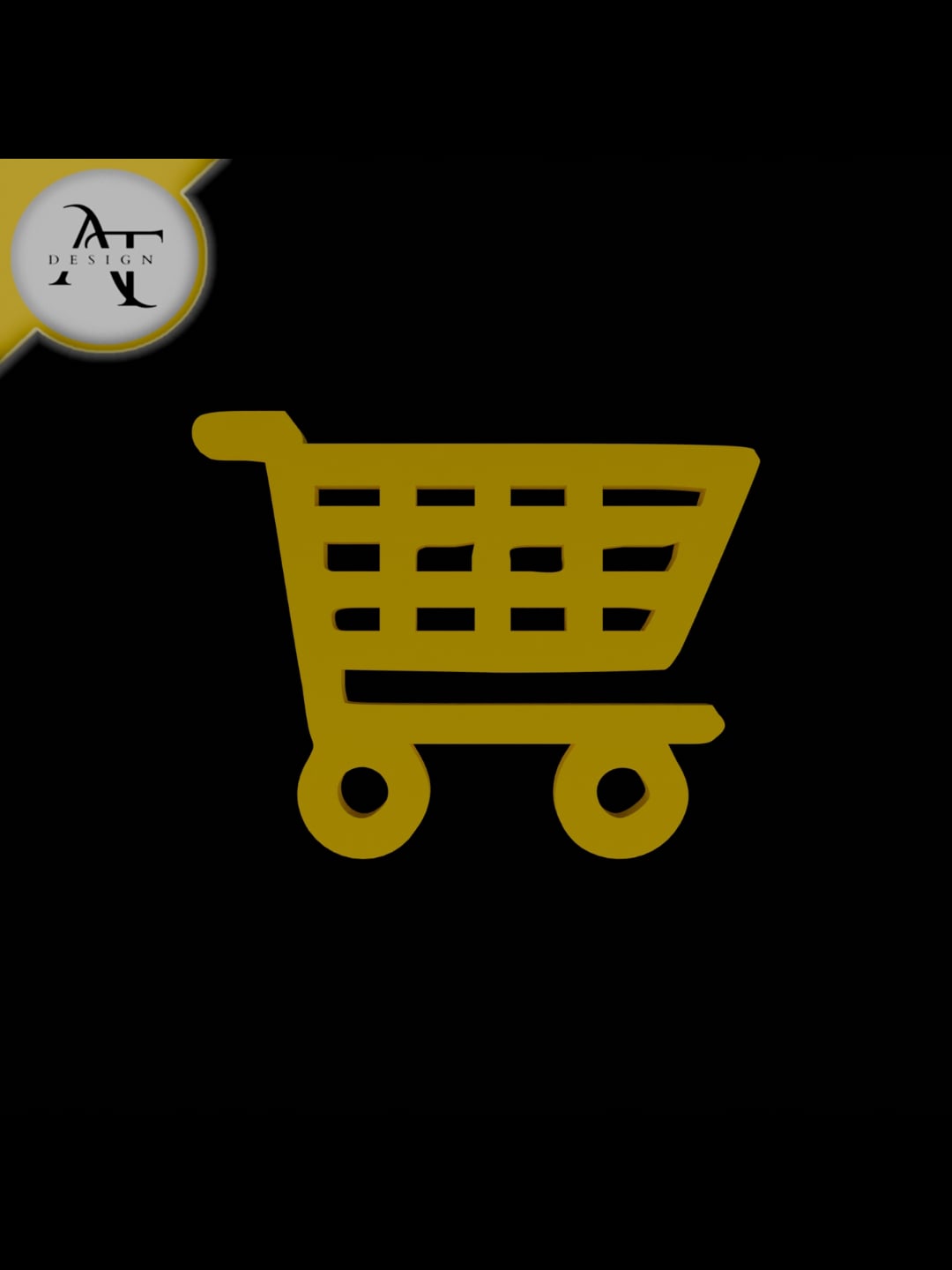 Simple Shopping Cart Symbol - 2D Art 3d model