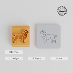 Cocker Spaniel Stamp Tile Set, 5 Sizes for Clay, Cookies & Fondant, Cute Dog Breed Motifs PRODUCT_1993 3d model