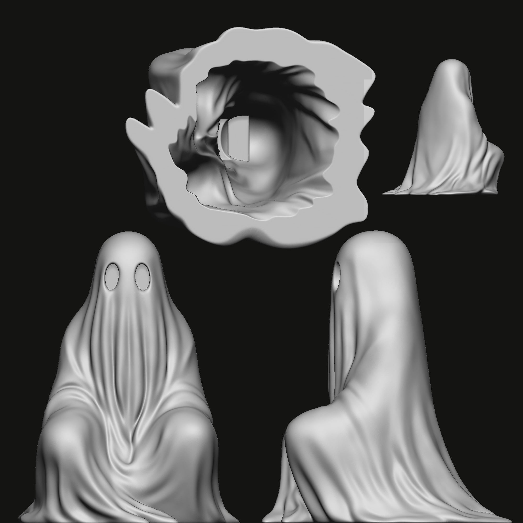 Cute Ghost Set G2 (EASY PRINT) 3d model