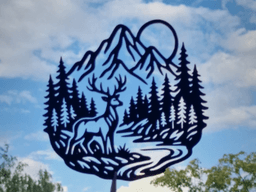 Deer Forest Mountain 2D Wall Art.stl 3d model