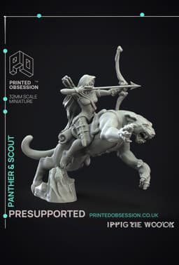 Panther & Scout - Elf and Familar - 4 Models - PRESUPPORTED - 32mm Scale 3d model