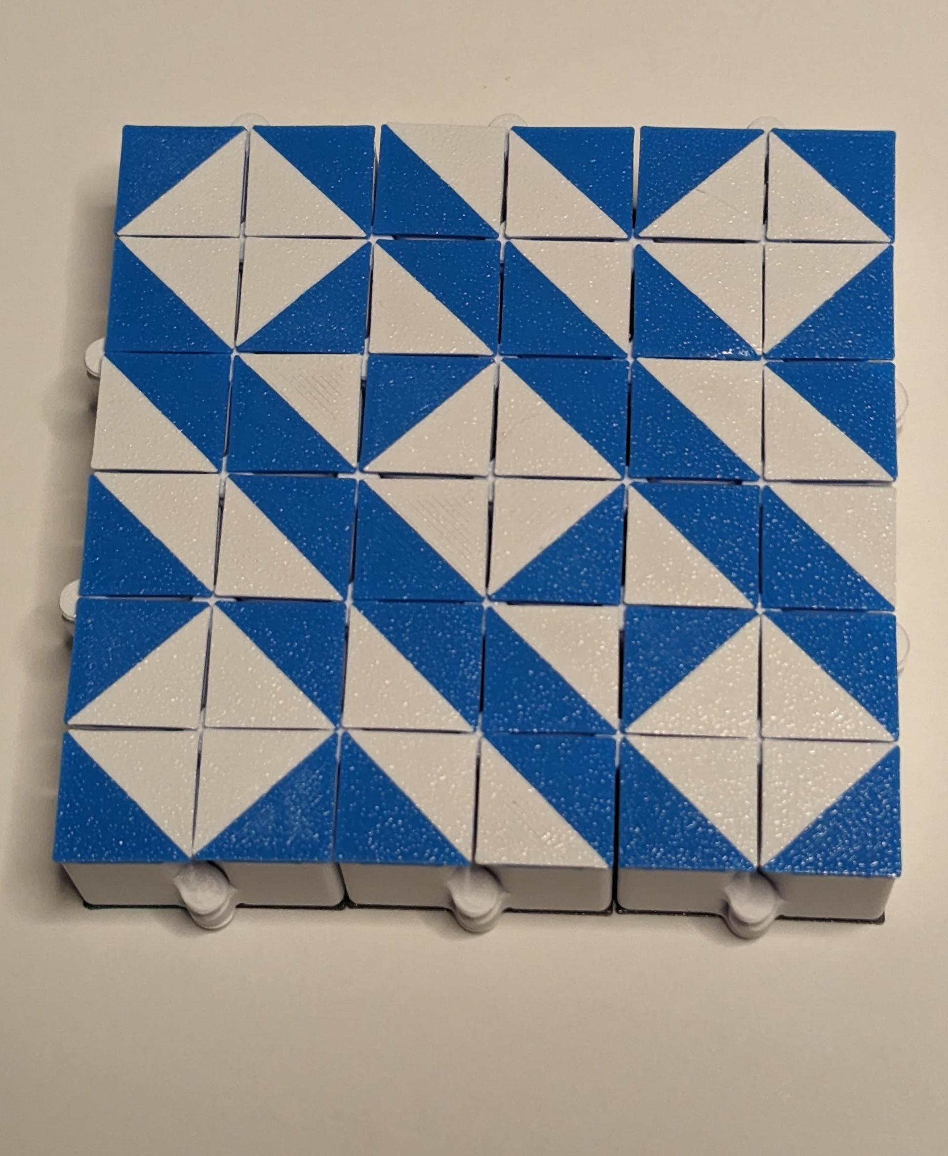 Auxetic Tile // 18mm Diagonal Split - Block Cross Road - 3d model