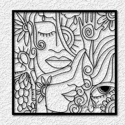 modern art faces wall art spiritual home decor line art 3d model