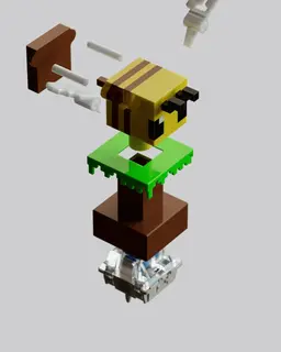 Blocky Bee Keycap | Wings Flap When You Press 3d model