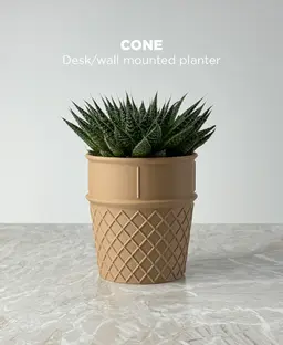 Cone, desk/wall pot planter. 3d model