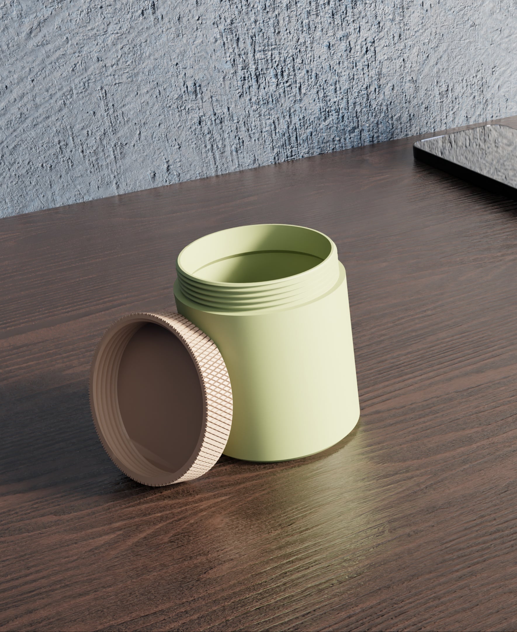 Knurled Travel Container - Water tight 3d model