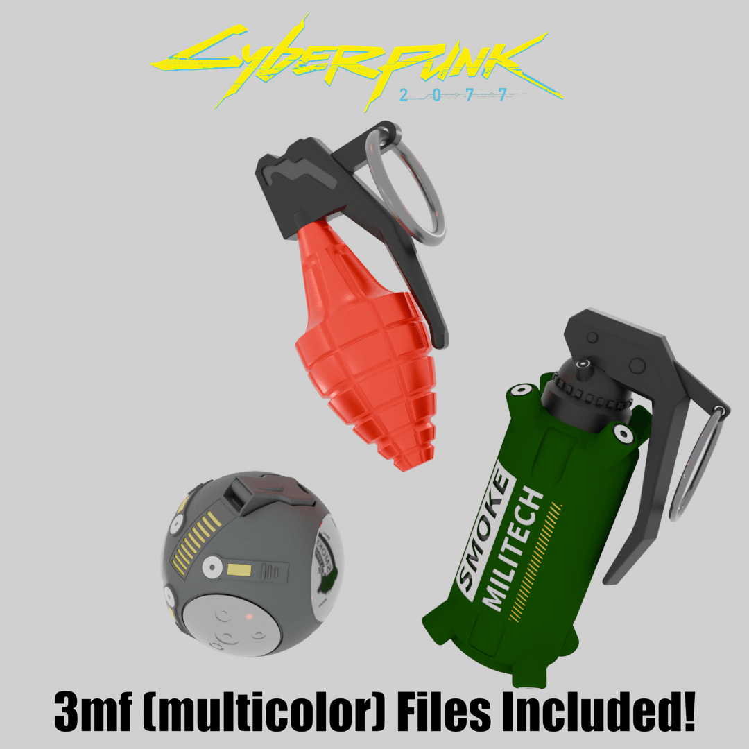 Cyberpunk 2077 Grenade Bundle V5 / Military Airsoft Cosplay 3mf 3d print 3d model