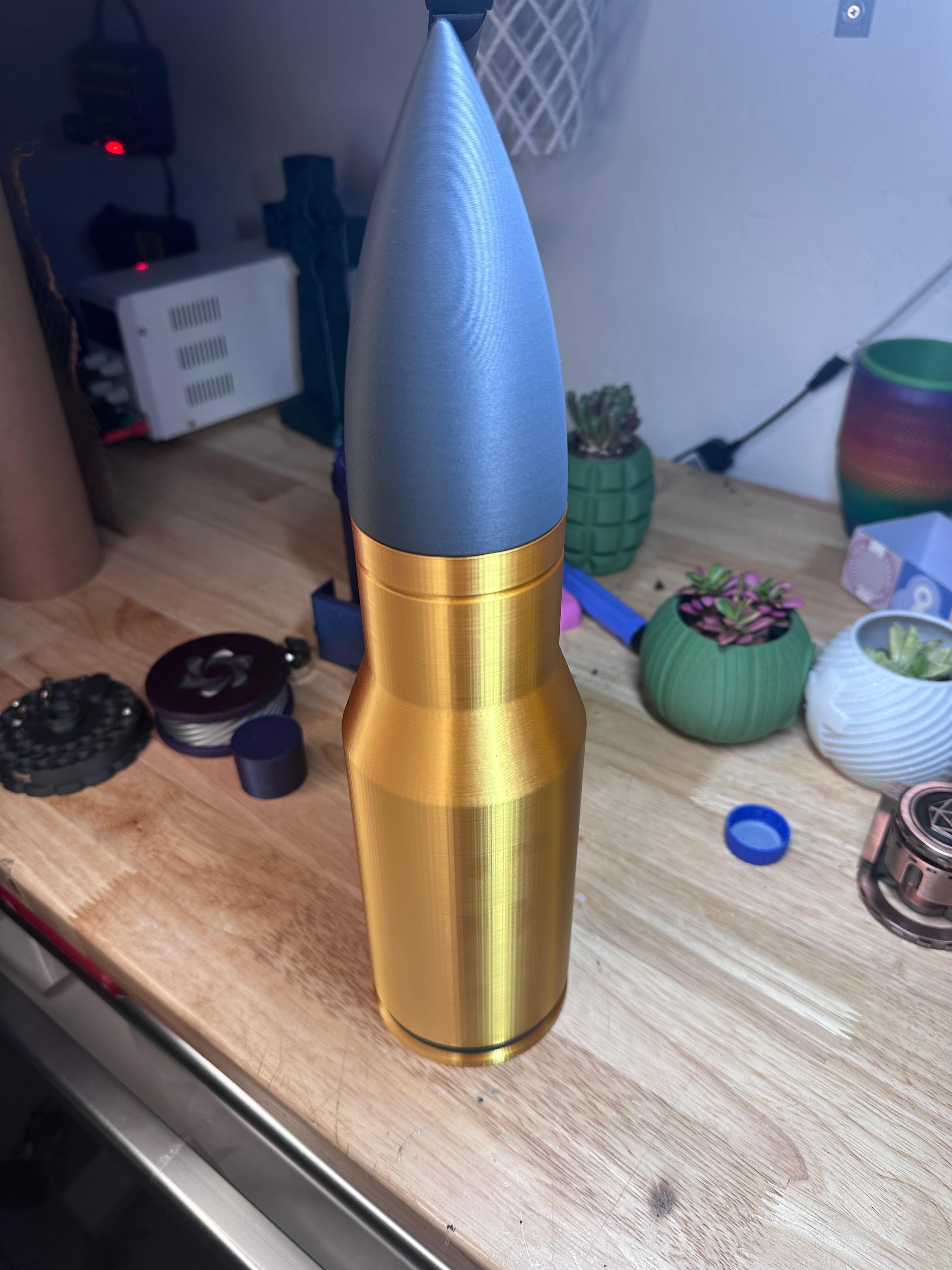 .50 Caliber Stash Container - Threaded and Printed in place. Realistic, fun, Money bank 3d model