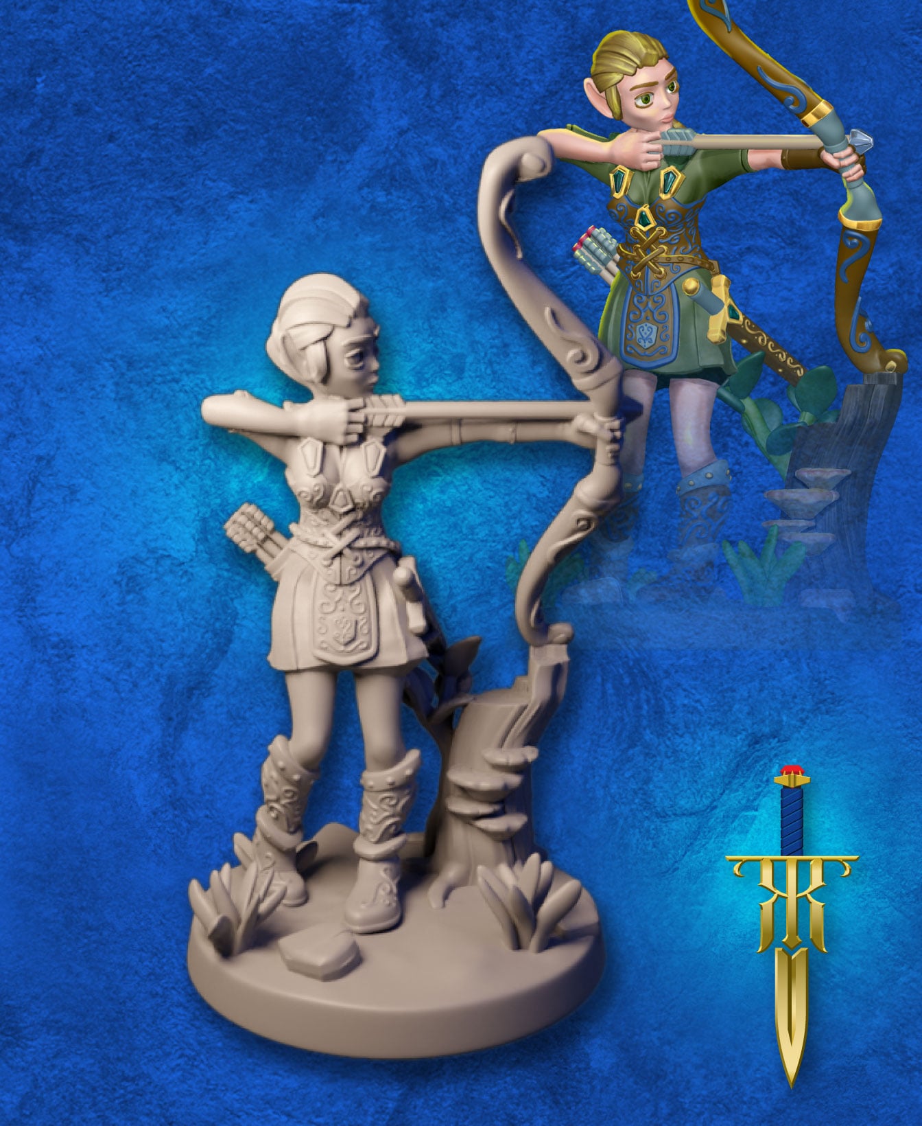 Elf Ranger Female Level 1 - Bow 3d model
