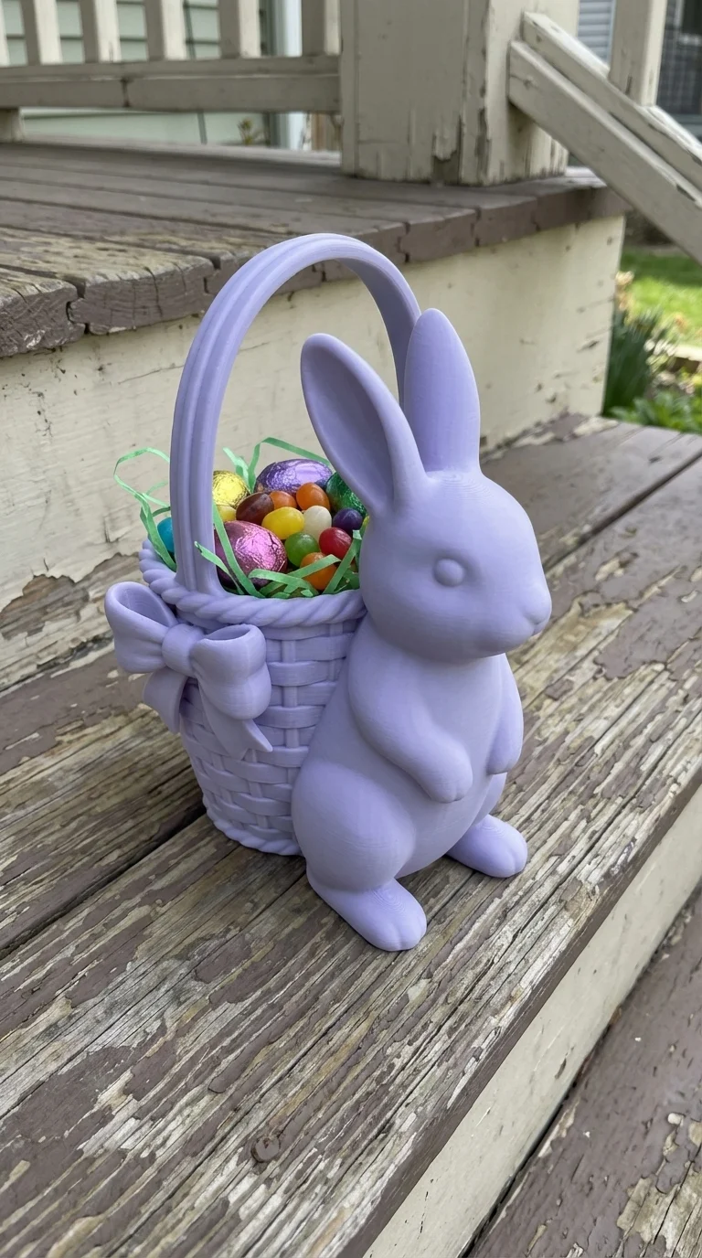 Bunny Basket Organizer | Whimsical Easter & Spring Decor 3d model