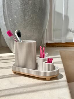 KUTAS Toothbrush Holder | Ribbed Bathroom Tray Organizer 3d model