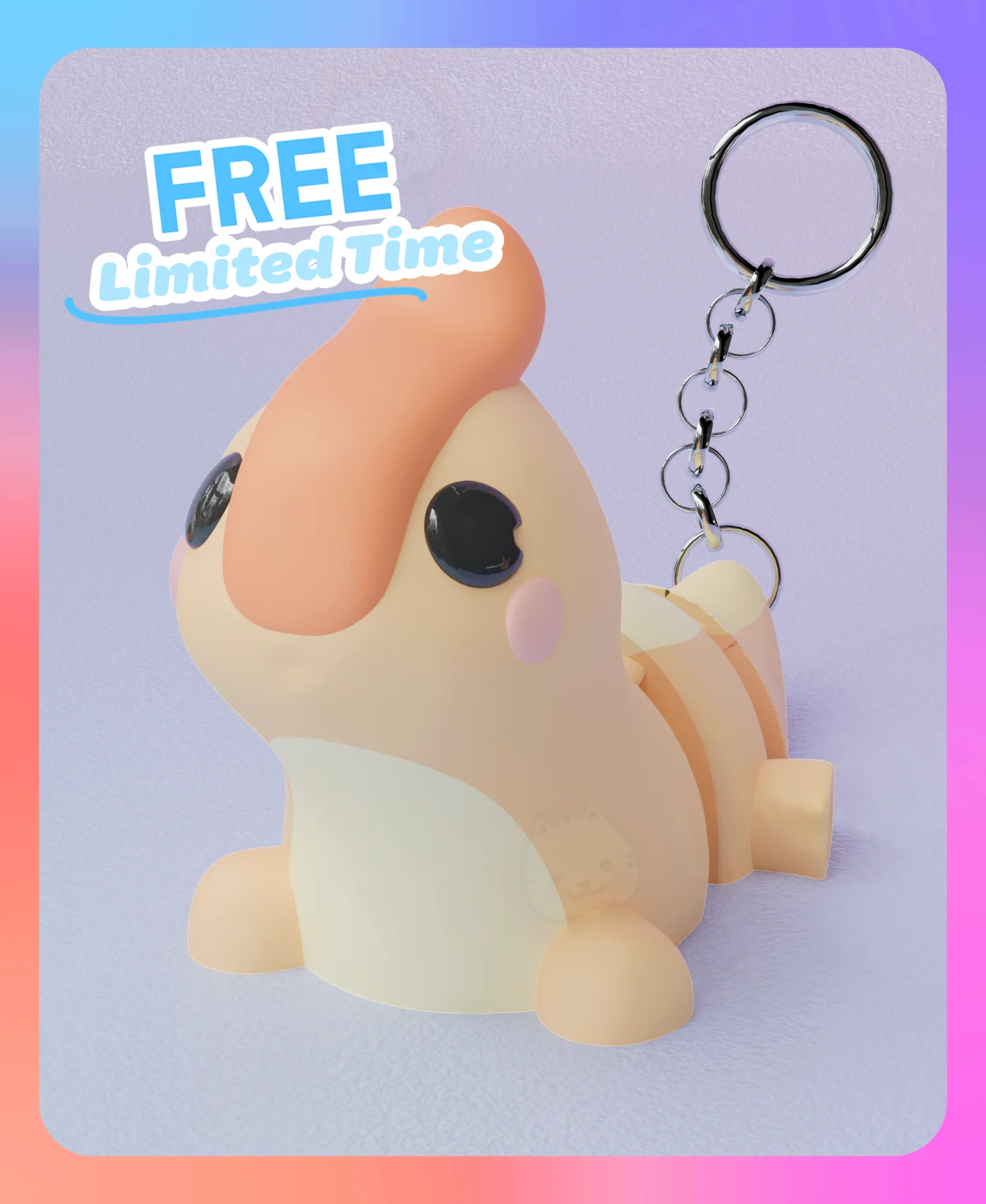 Flexi Parasaurolophus Dinosaur Keychain (Single Color) 3d model