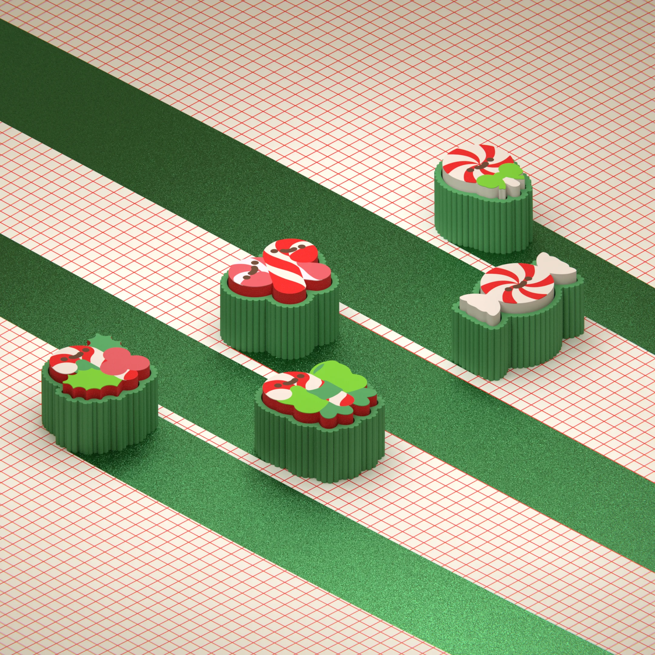 Cute Clicker Christmas Candies Collection | No AMS | Print-in-place | Support-free 3d model
