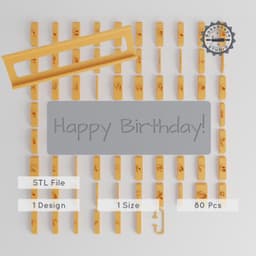 Architects Daughter Font Tile Set, 1/2" Size, 80 Pieces, Perfect for Clay, Cookies & Fondant PRODUCT_2817 3d model
