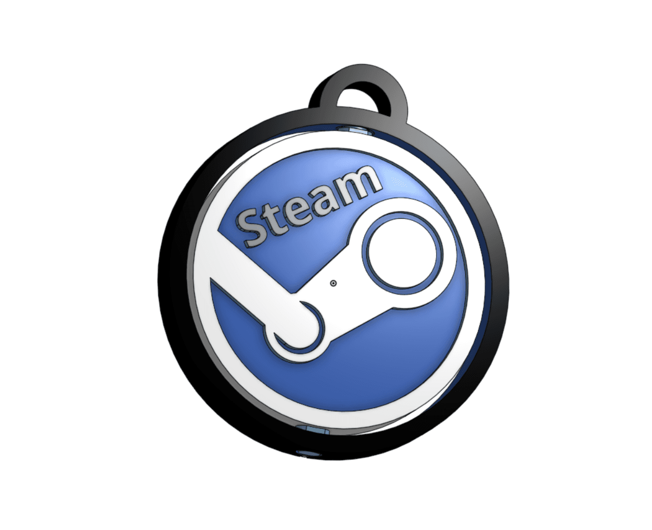 Steam™ logo inspired keychain - rotating round - Print in place 3d model