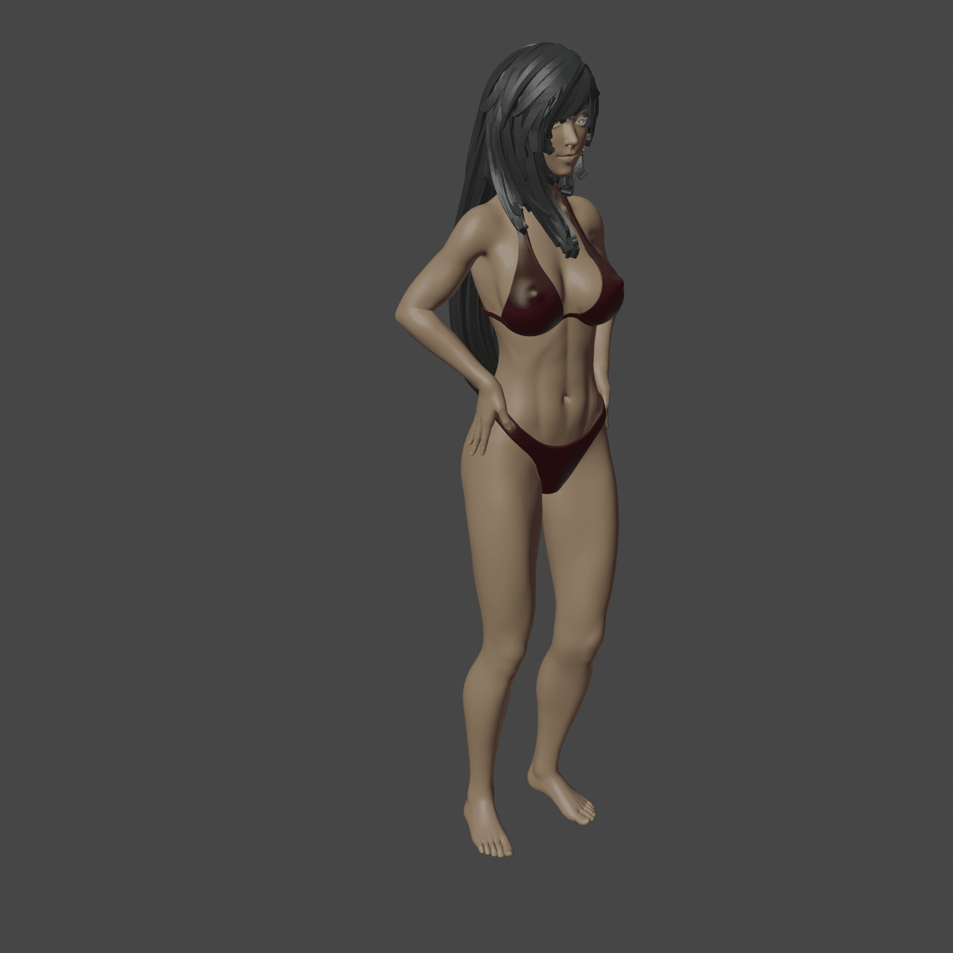 Cute Asian Woman in Bikini 3d model