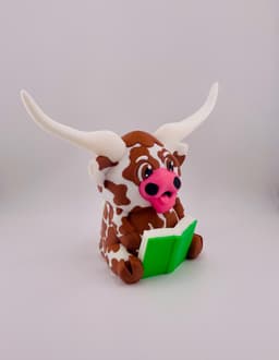 Texas Longhorn Cow Reading 3d model