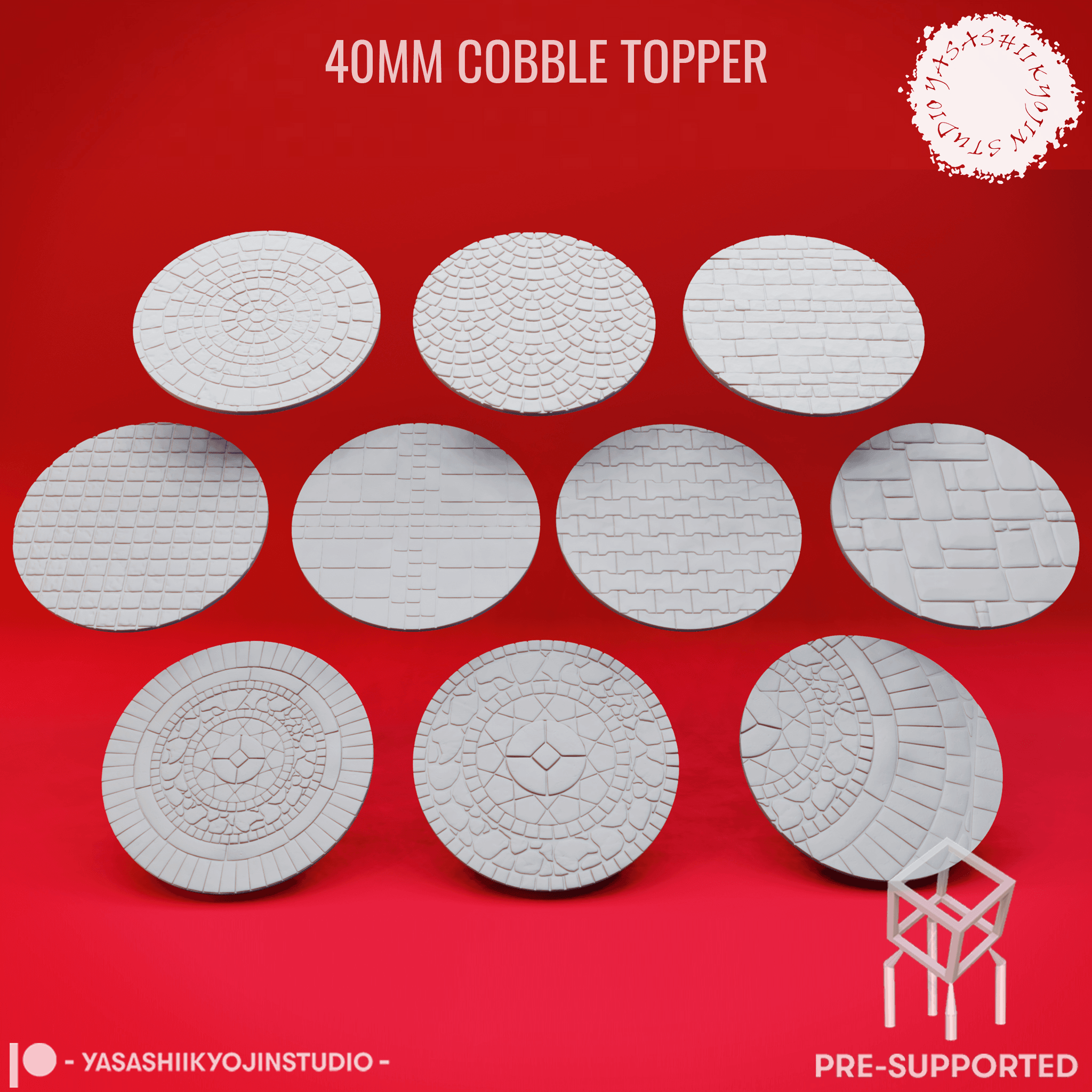 Basing Toppers - Cobble - 40mm (Pre-Supported) 3d model