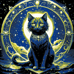 The cosmic cat in the cosmic circle wall art 3d model