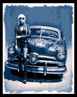 Printed Wall Art - Classic hotrod and the queen of the races - Hueforge art 3d model