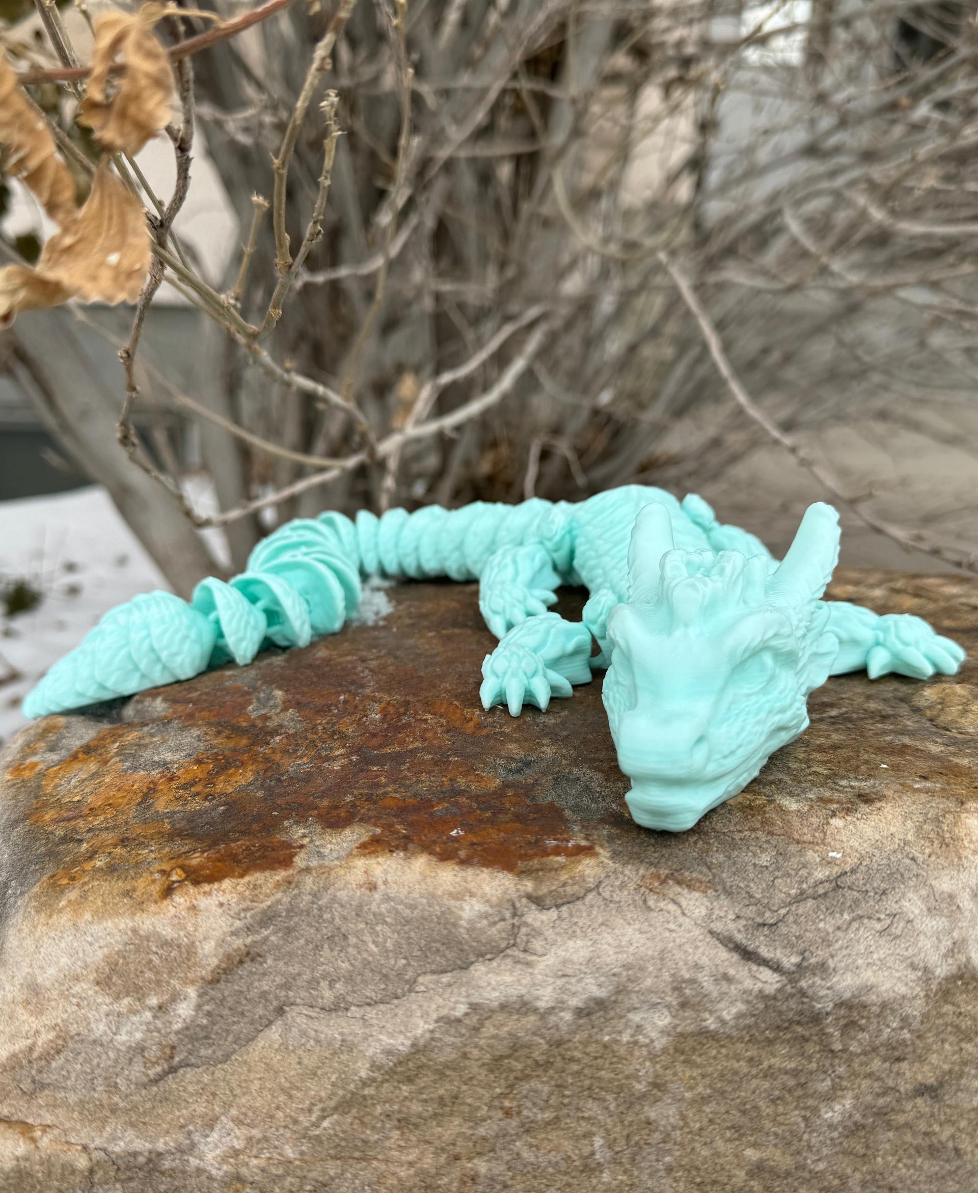 Chip, Wood Dragon - Articulated Dragon Snap-Flex Fidget (Medium Tightness Joints) - Chip put on his Winter colors to blend into the snow and ice. - 3d model