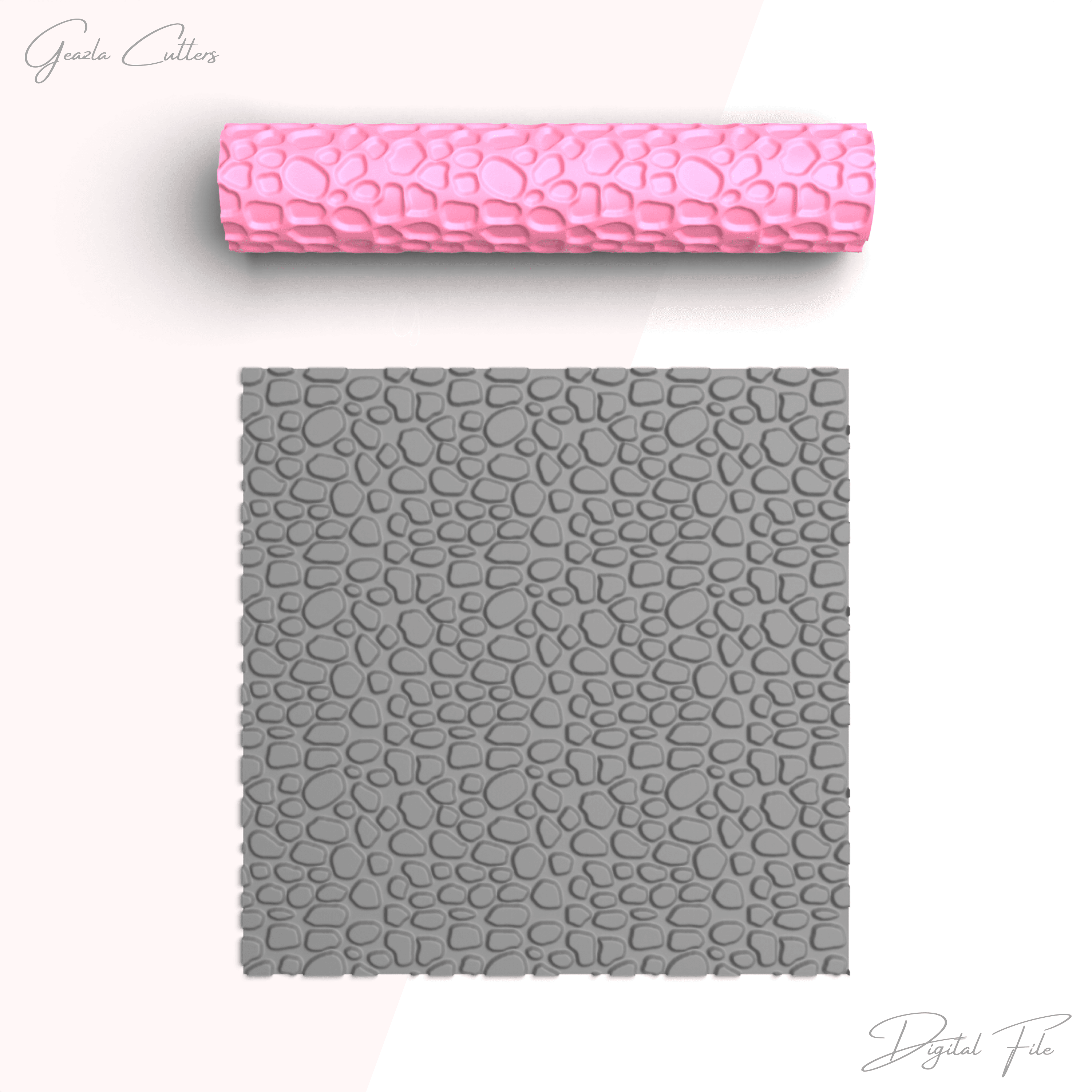 Stones Texture Roller For Polymer Clay, Natural Clay Texture Rolling Pin, Clay Tool, No: 1426 3d model
