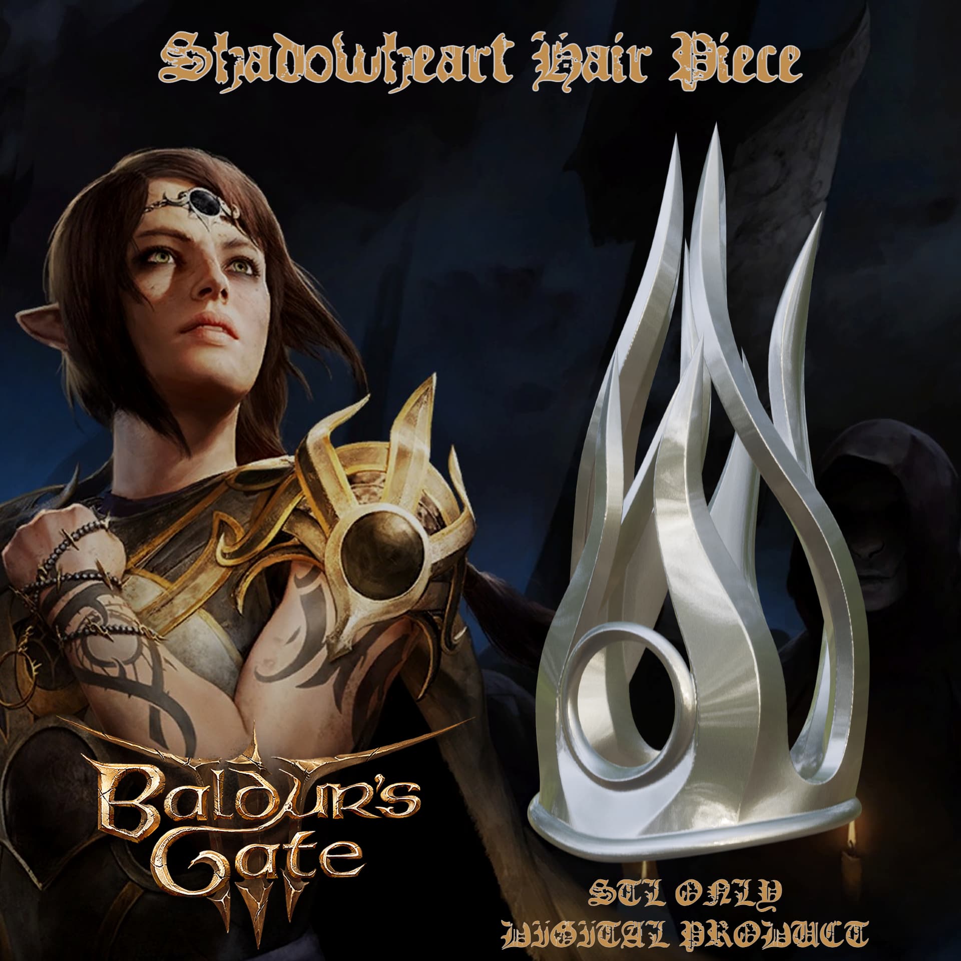 SHADOWHEART HAIR PIECE BALDUR'S GATE 3 3d model