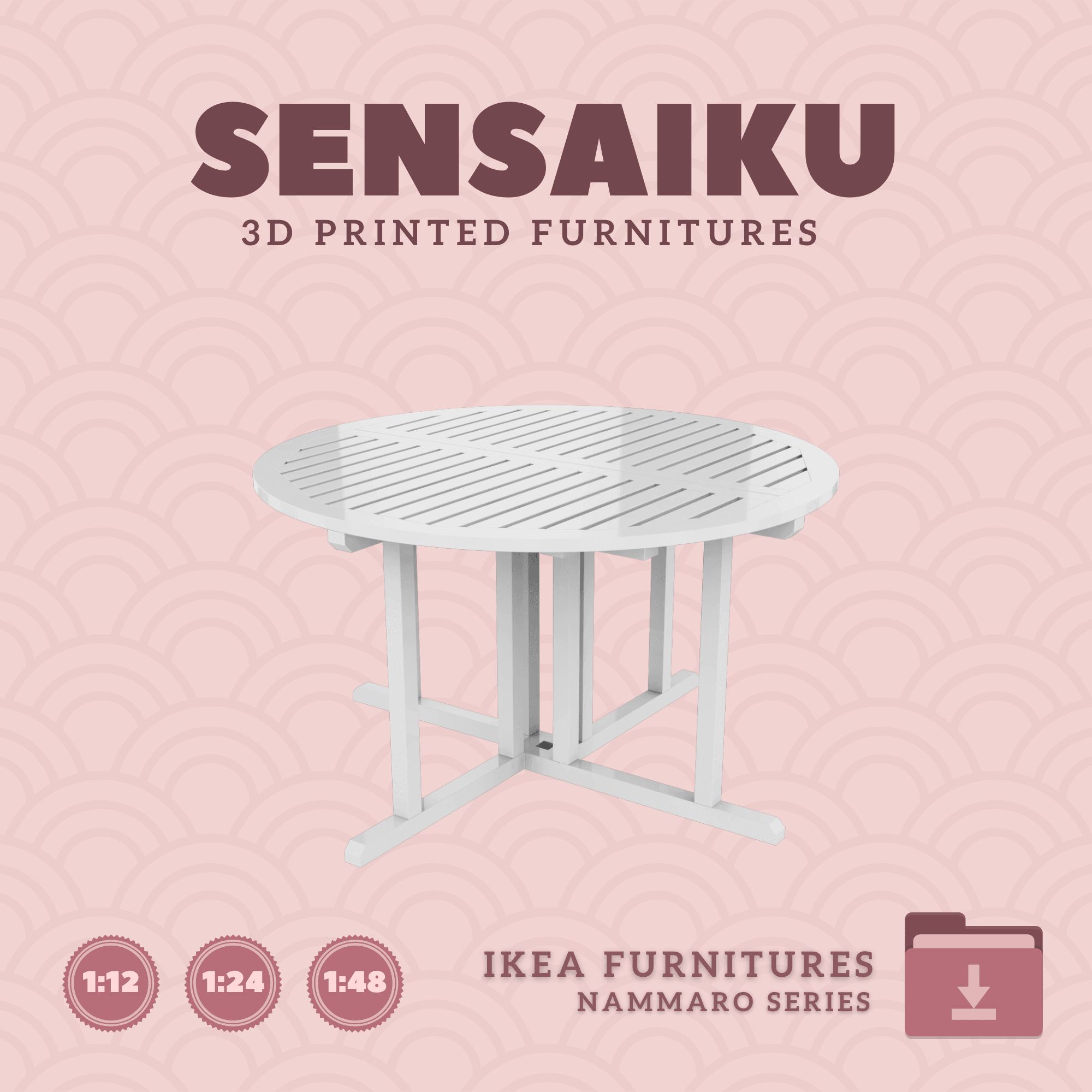 Miniature Replica 24. NAMMARO Outdoor Table for Miniature Dollhouse - IKEA - 3D Print Instant Downl 3d model