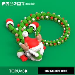 Articulated Dragon 033 - Print in place - No suppots - Christmas - STL 3d model