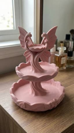 Whimsical Butterfly 3-Tier Vanity Organizer - Makeup and Jewelry Stand 3d model