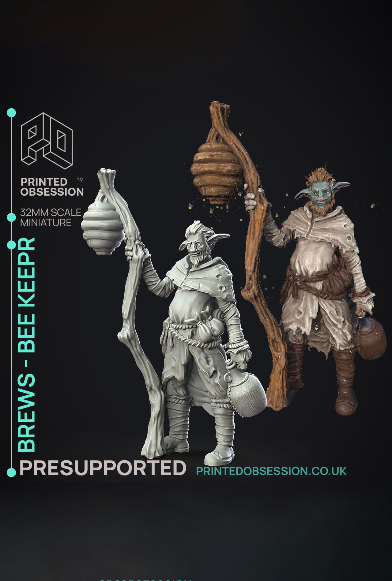 Brews - The Bee Keeper - Not The Bees - PRESUPPORTED - Illustrated and Stats - 32mm scale 3d model
