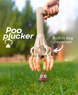 Poo Plucker - Mechanical hand for picking up dog poop - Built in bag dispenser 3d model