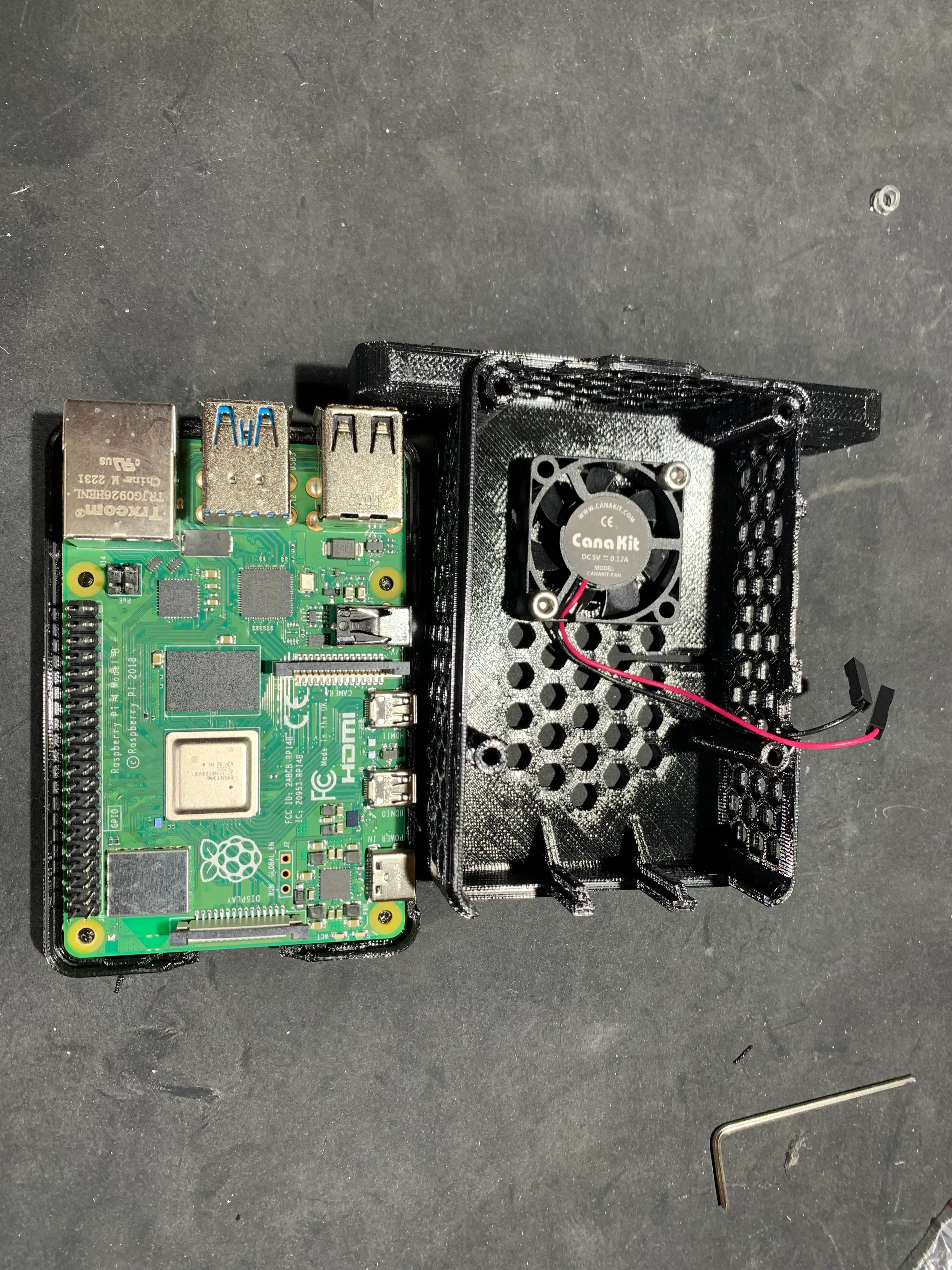 Rpi 4b Case 30mm Fan with heated inserts 3d model