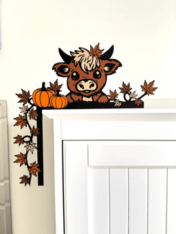 Door Corner Fall Decor Highland Cow Autumn Decor Thanksgiving Highland Cow Decor 3d model