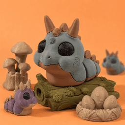 FlexiSlugs Rock Dino - Flexi Articulated Chibi Slug STL 3d model