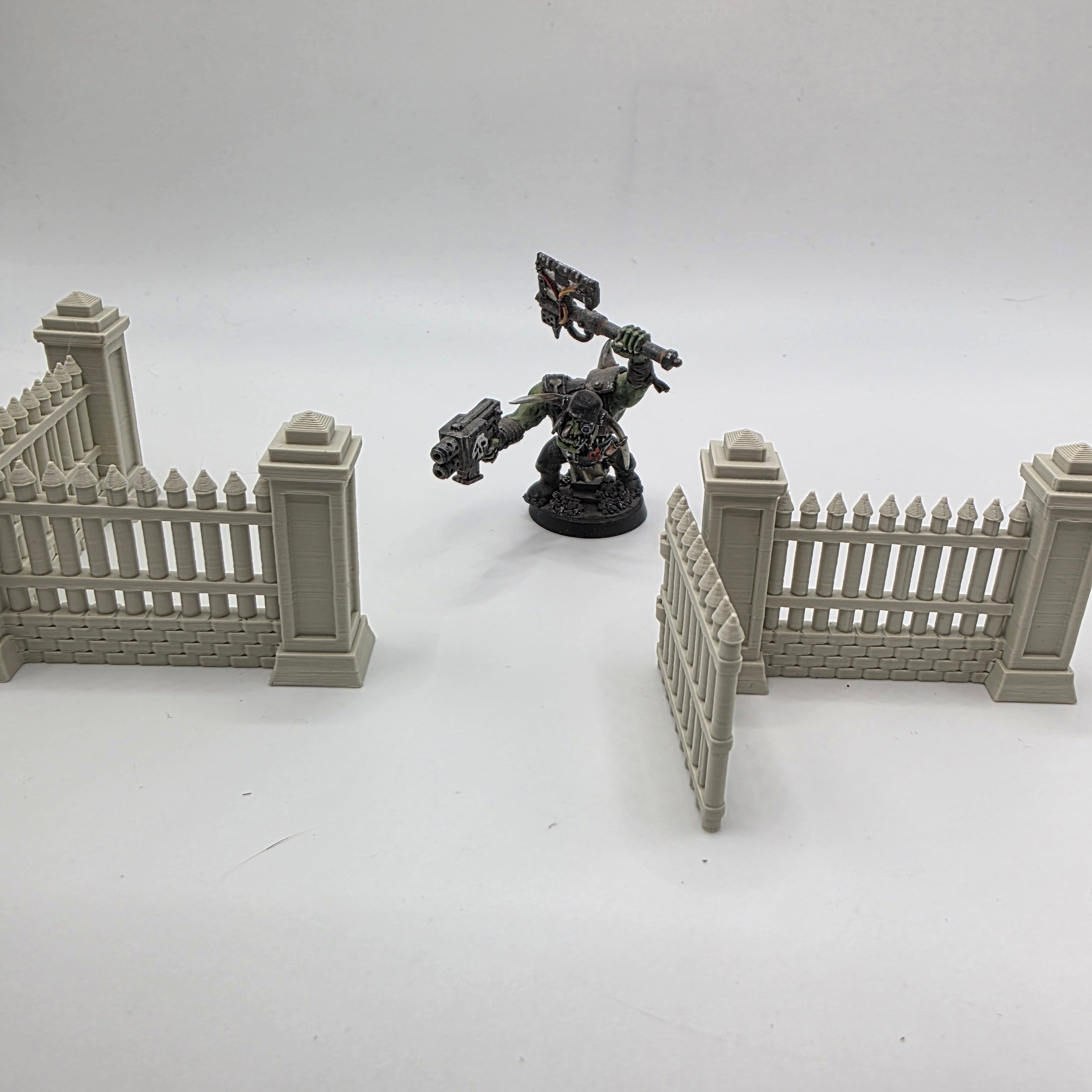 Stone Fence with Pillars 3d model