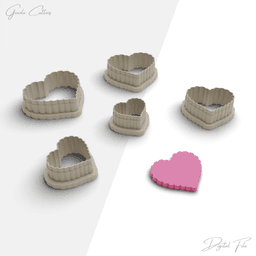 Hearts Polymer Clay Cutter Package, 5 Models, 2 Cutter Version, 5 Sizes Included, Stl File, No: 1275 3d model