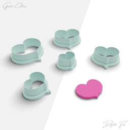 Hearts Polymer Clay Cutter Package, 5 Models, 2 Cutter Version, 5 Sizes Included, Stl File, No: 1275 3d model