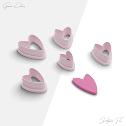 Hearts Polymer Clay Cutter Package, 5 Models, 2 Cutter Version, 5 Sizes Included, Stl File, No: 1275 3d model