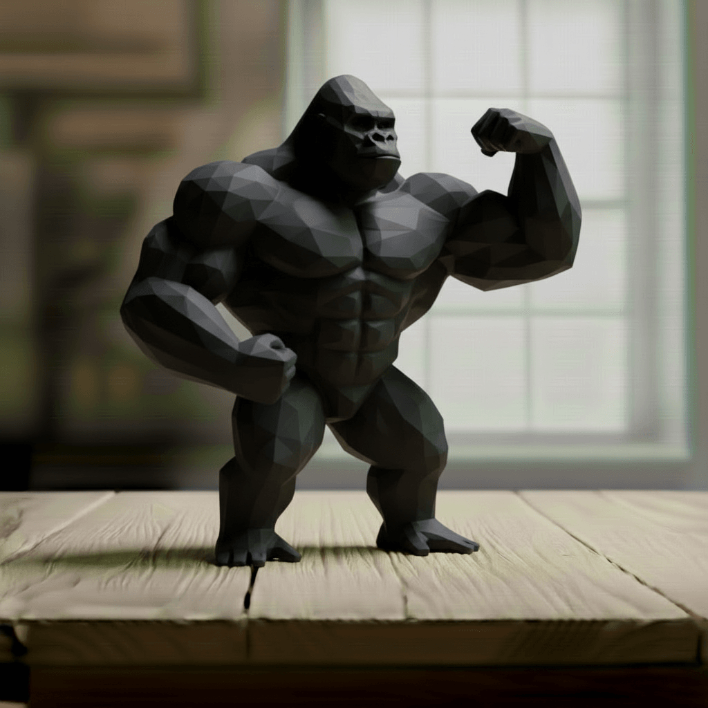 Buff Gorilla Low Poly - Bodybuilder Ape Sculpture 3d model