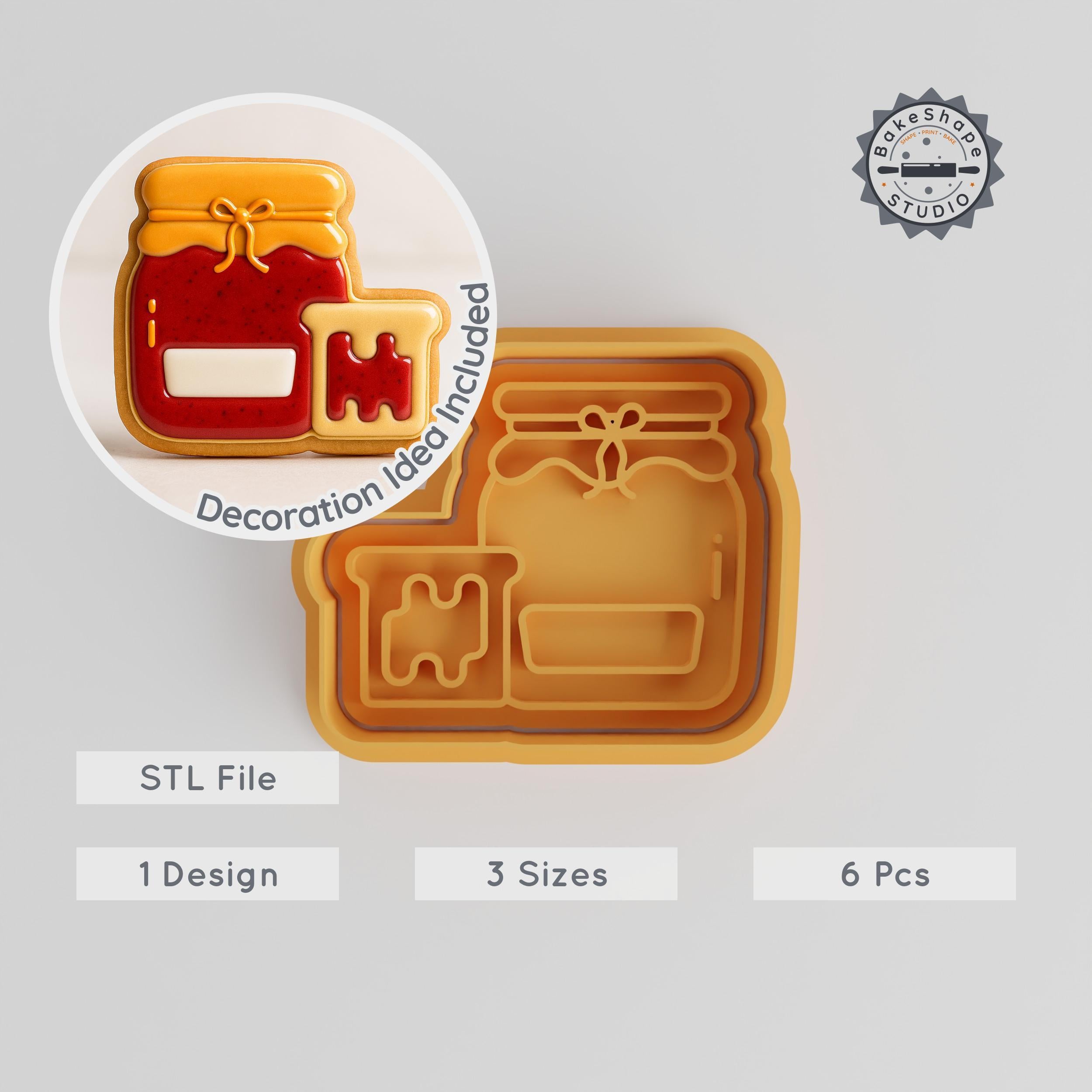 Jam Shape Cutter & Stamp Set, 6-Piece, Perfect for Cookies & Fondant, Sizes S/M/L PRODUCT_738 3d model