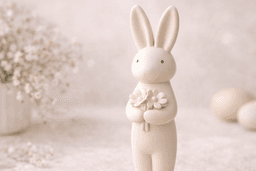 Minimalist Bunny Figurine with Flowers – Easter Decor STL | Cute Spring Rabbit | 3D Printable Sculpt 3d model
