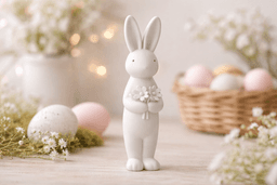 Minimalist Bunny Figurine with Flowers – Easter Decor STL | Cute Spring Rabbit | 3D Printable Sculpt 3d model