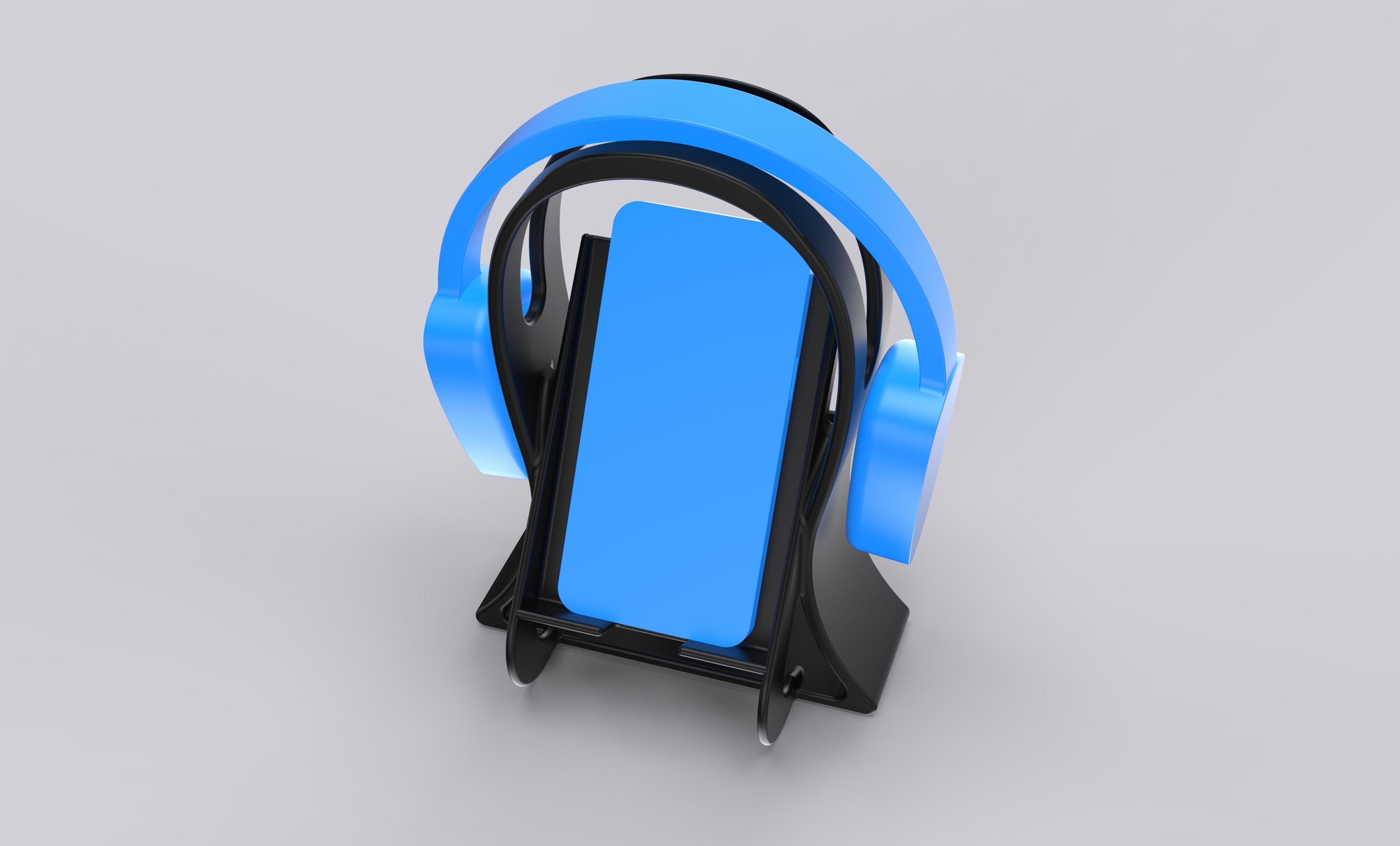 Headphone stand and phone holder.STL 3d model