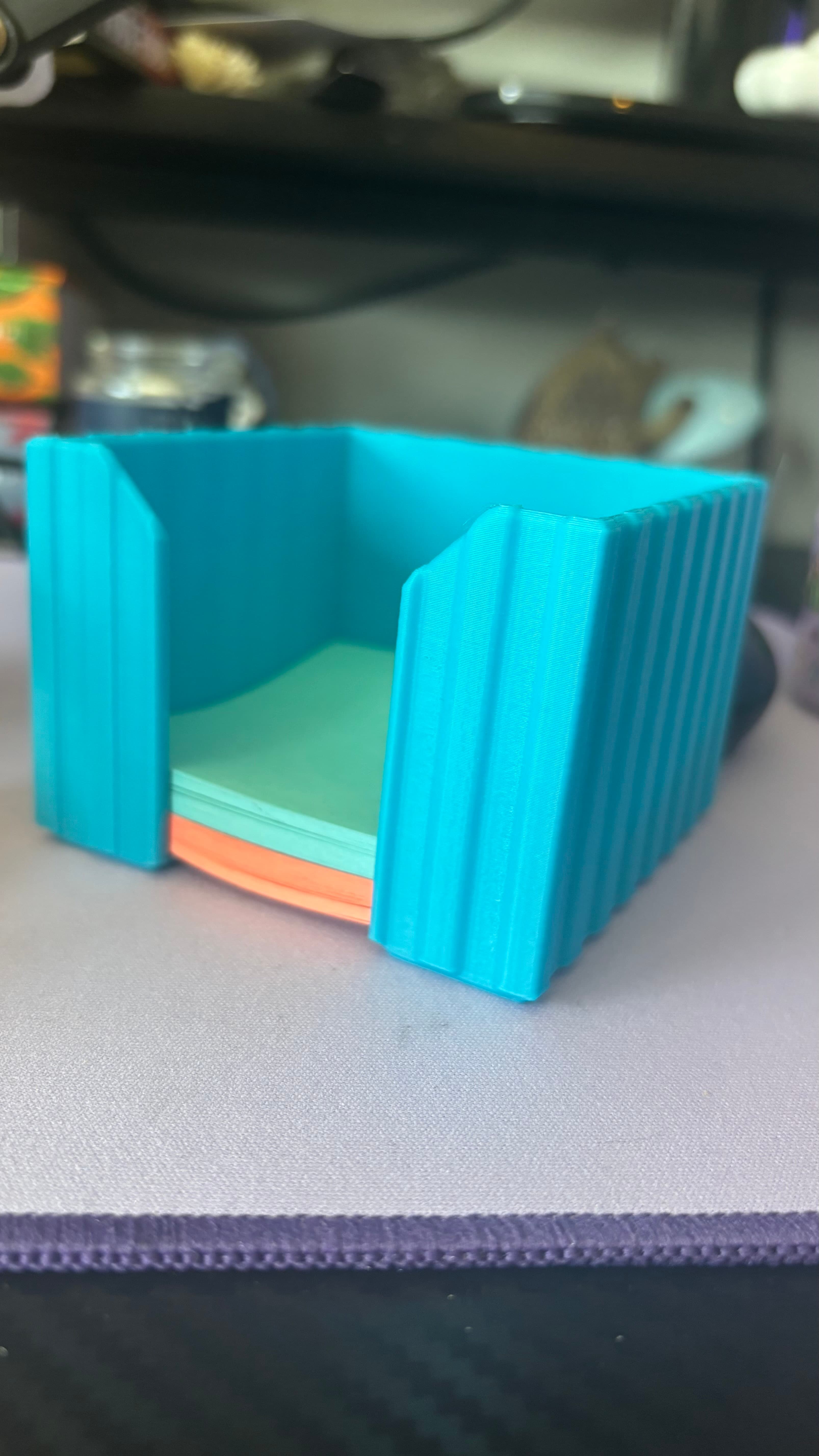 Loved this! The post-its are a bit of a tight fit so you have to push them down, but they pull out easy and its visually very nice :)