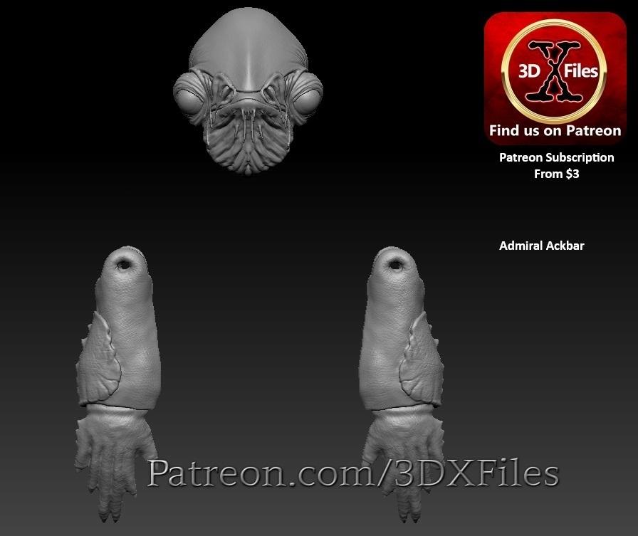 Admiral Ackbar Head Sculpt 3D Print File - A Star Wars Collector's Dream 3d model